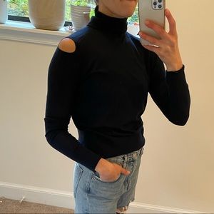 Vince Turtleneck Cutout Shoulder sweater Navy